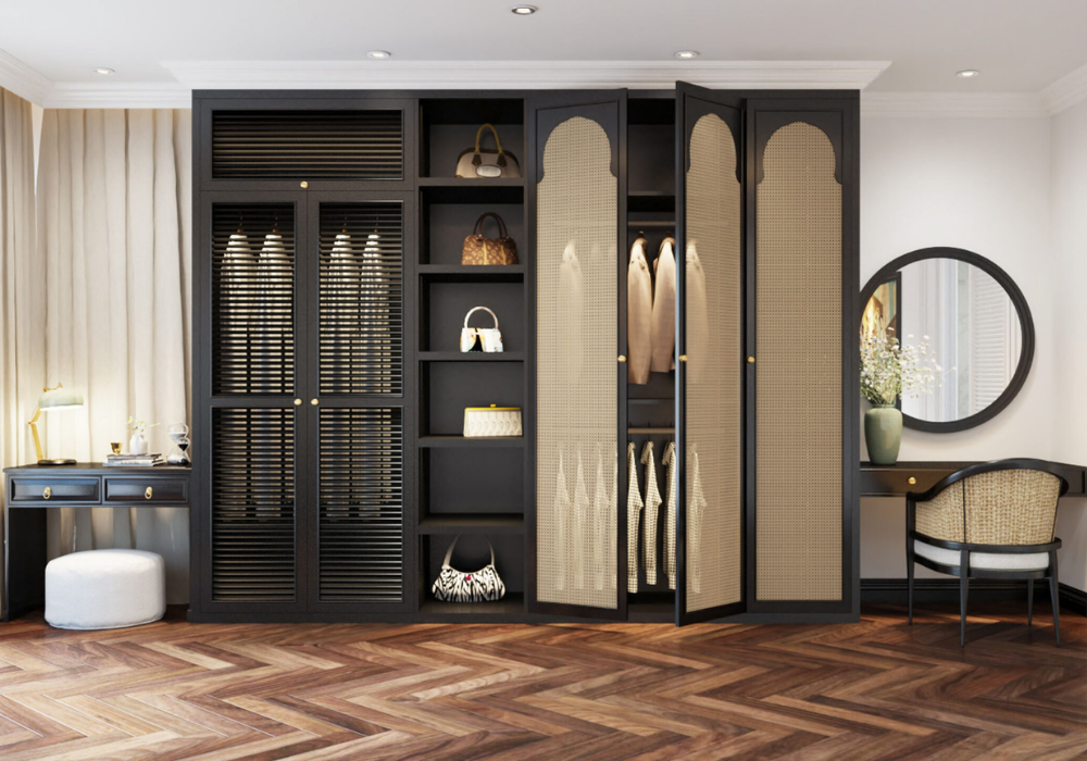 Mang phong cách Indochine vào không gian walk-in closet cho những gia chủ thích sự hoài cổ