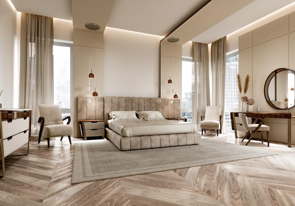 Phòng ngủ được thiết kế sang trọng với nội thất của Ceppi Style
