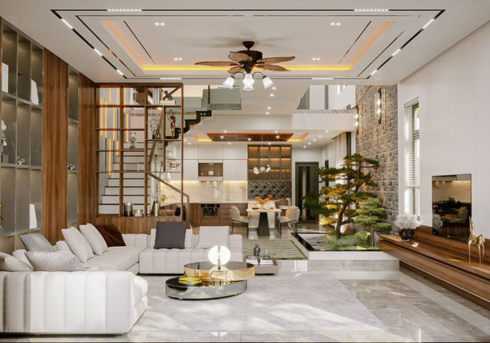 Mẫu trang trí phòng khách nhà ống sang trọng, tinh tế