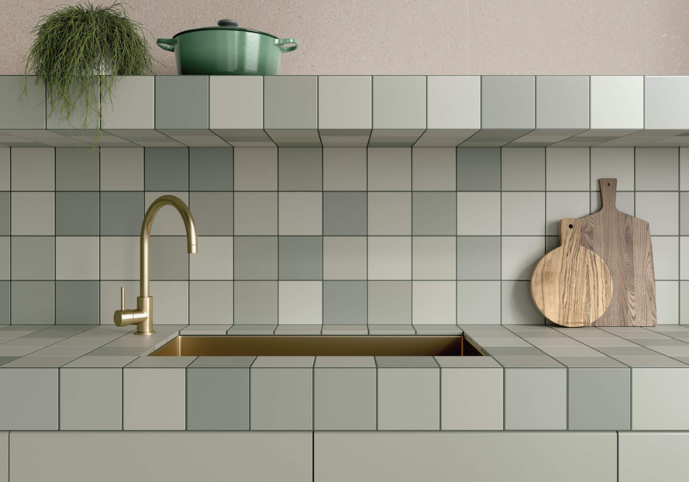 Gạch Harmony có thể lát cho sàn và tường phòng bếp