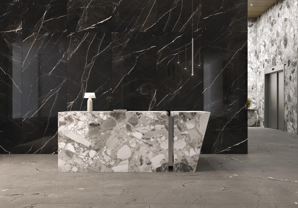 Ứng dụng lát sảnh lớn của gạch vân đá marble