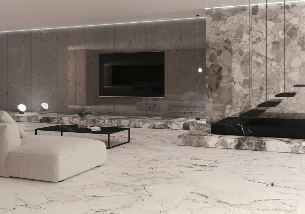 Gạch vân đá marble cho phòng khách thêm sang trọng