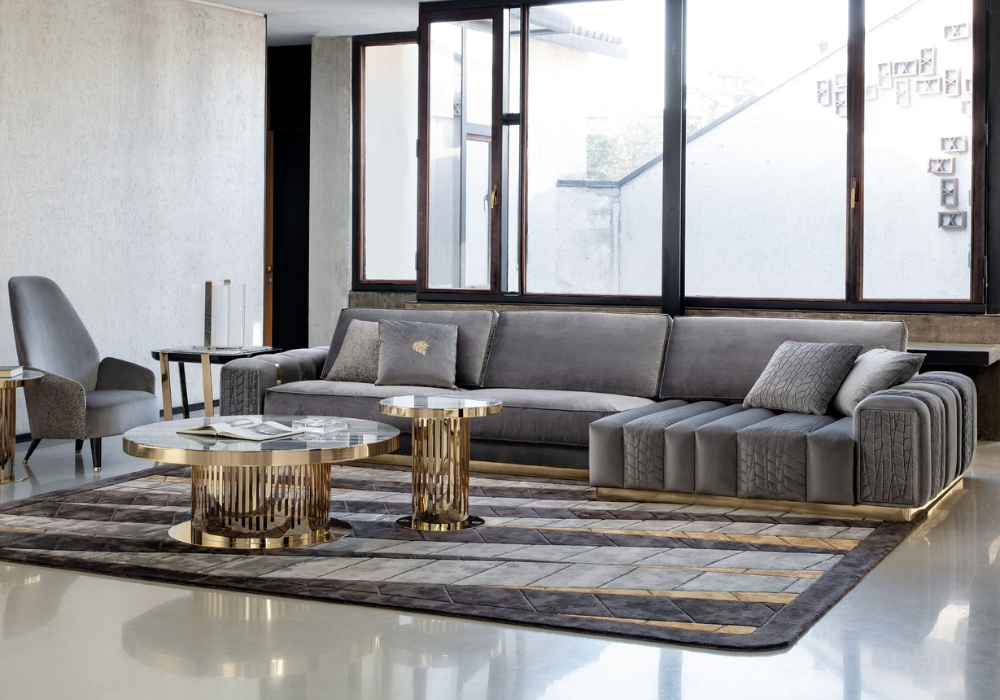 Mẫu bàn cafe sang trọng đồng bộ với sofa