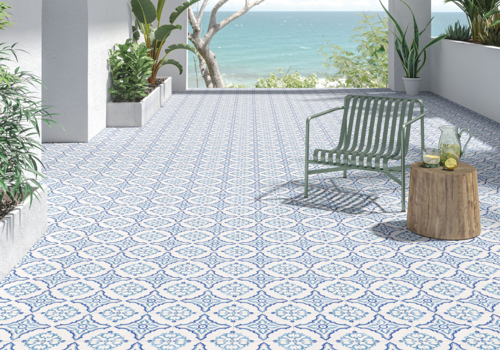 Gạch bông porcelain ốp lát khu vực ngoài trời