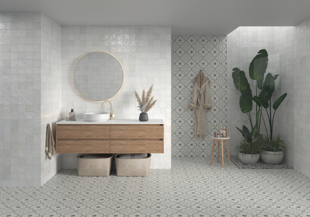 Gạch kích thước 200x200 phù hợp với phòng tắm vừa và nhỏ