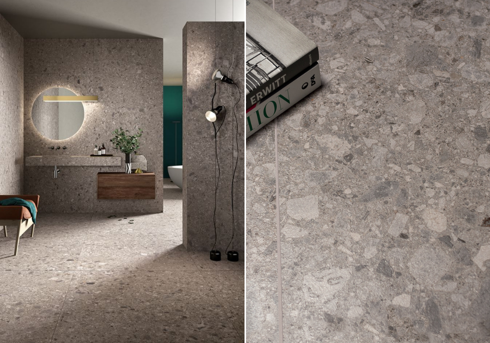 Gạch nhà tắm vân đá terrazzo sang trọng
