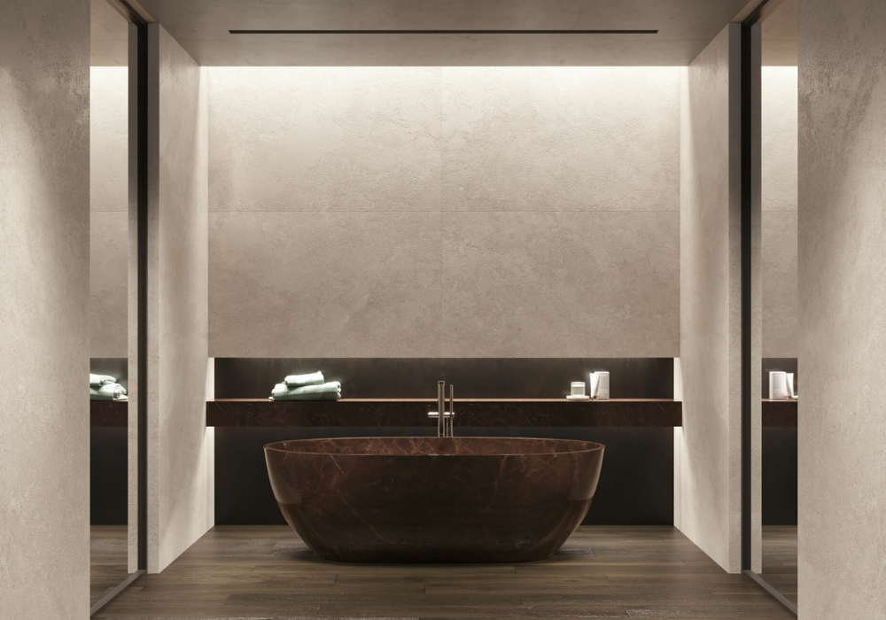 Gạch vân đá họa tiết đơn giản thích hợp với phòng tắm phong cách đơn giản