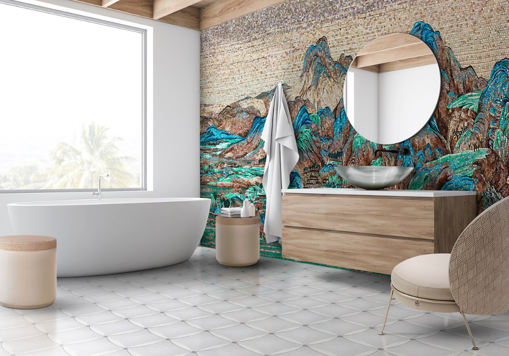 Gạch mosaic được ưa chuộng trang trí tường phòng tắm