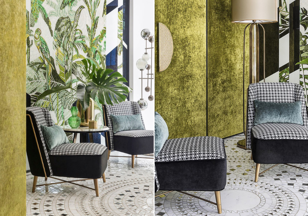 Gạch mosaic tinh xảo lát nền phòng khách
