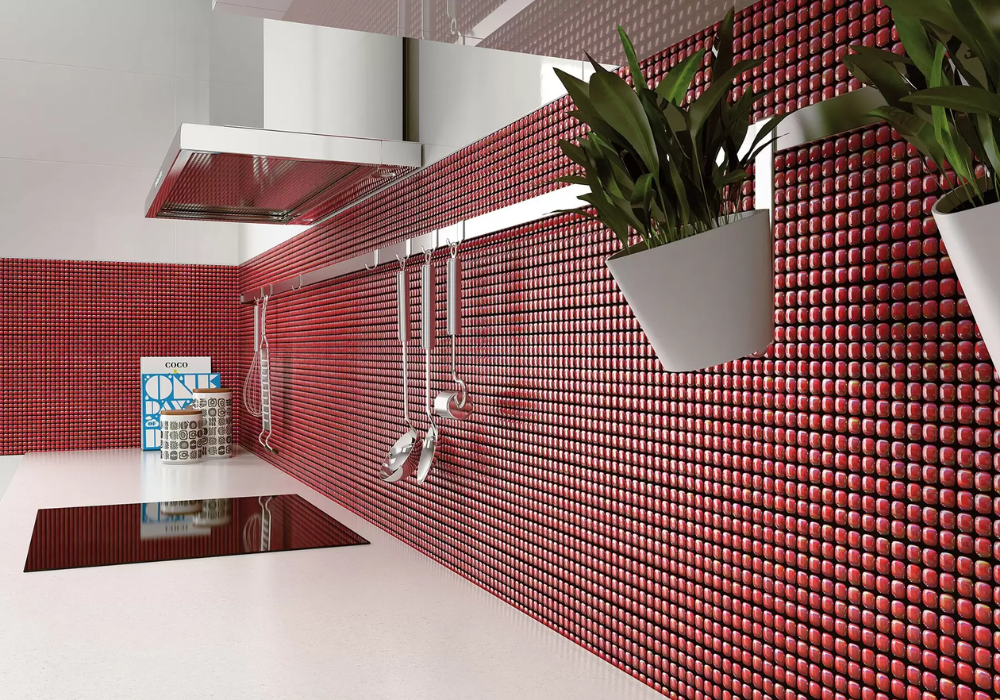 Mẫu gạch mosaic ốp tường bếp phong cách hiện đại