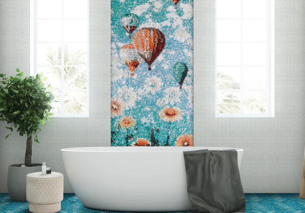 Mẫu trang trí một mảng tường bằng gạch mosaic