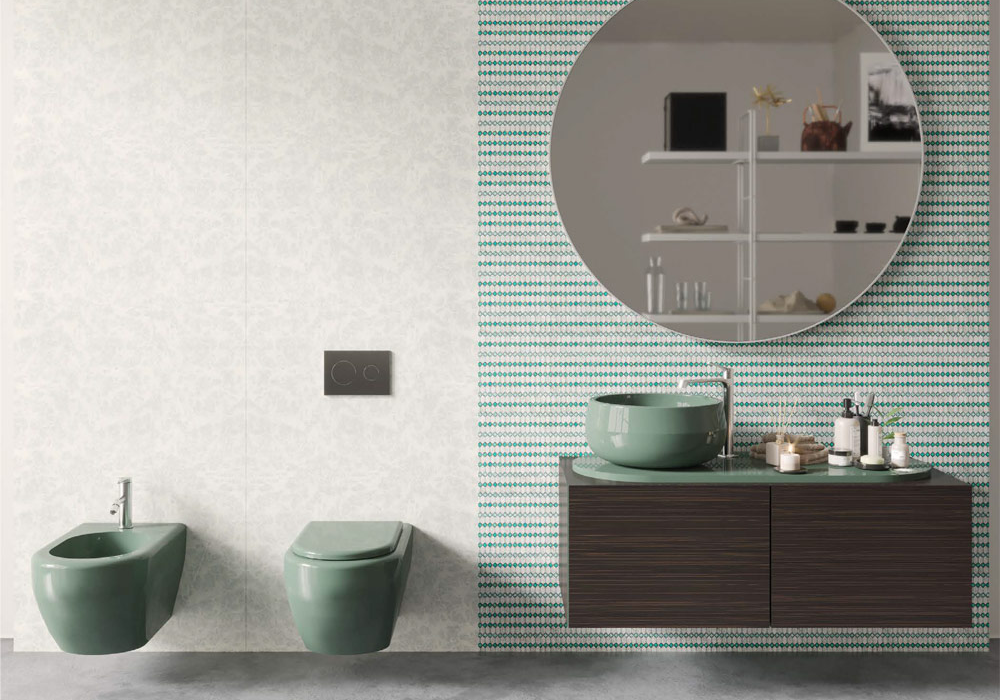 Gạch mosaic có thể được ốp ở khu vực backsplash phòng tắm