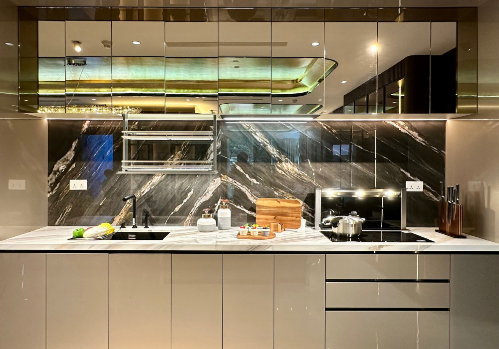 Đá SapienStone dòng Kuroca 4D cho khu vực backplash bếp